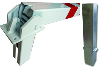 Absperrpfosten -QUADRI-, umlegbar durch Vorhangschloß