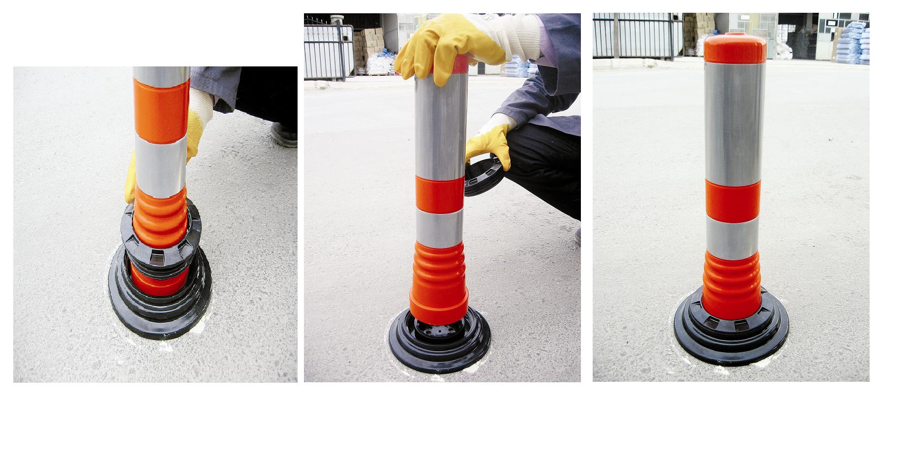 Flexibler Absperrpfosten "Flexipfosten" Ø 80 mm, gelb, zum Kleben