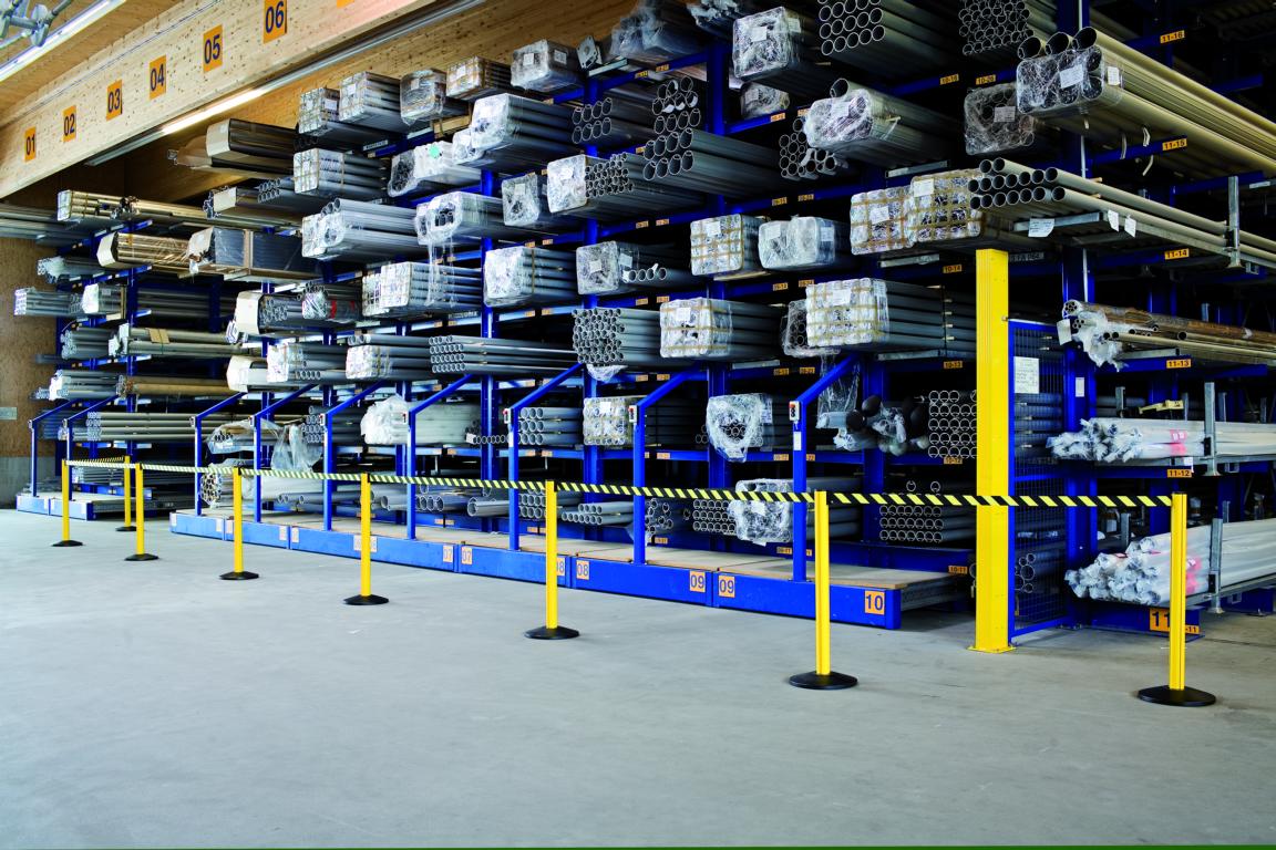 Gurtpfosten -BELTRAC CLASSIC SAFETY DOUBLE-, aus Aluminium, Gurtlänge 2 x 2,3 m