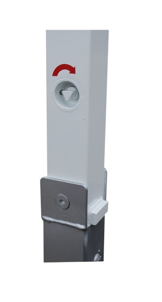 Absperrpfosten -QUADRI- Ø 70 x 70 mm, umlegbar mit "HEBE-KIPP" Technik