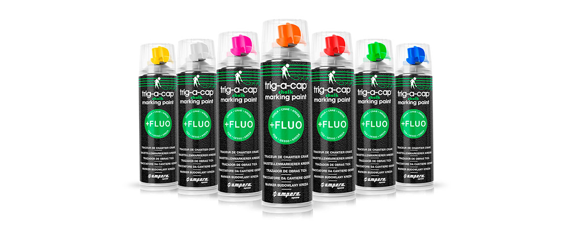 Ampere Kreidespray trig-a-cap® chalk, 1 Karton mit 12 Dosen a 500 ml