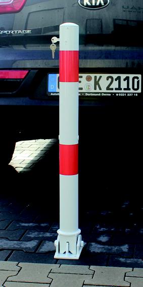 Absperrpfosten SEPTUS aus Stahl Ø 76 mm, umlegbar mit PZ-Schloß