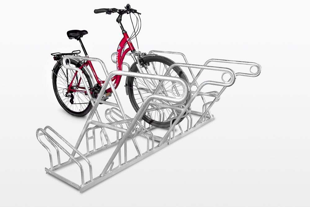 Fahrradständer -NILOS mit Anlehnbügel OHIO-, Radabstand 350 mm, doppelseitig