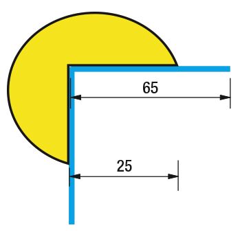 Eckschutz -KNUFFI®- aus PU, kreisförmig 60x25 mm, mit Edelstahlrücken