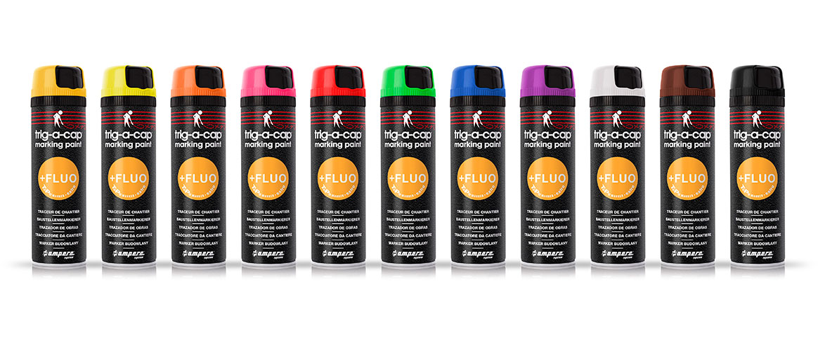Ampere Baustellenmarkierspray - trig-a-cap® extra, 1 Karton mit 12 Dosen a 500 ml