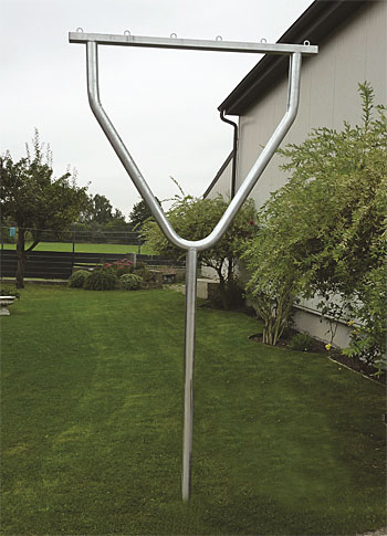 Wäschegerüst Y-Form aus Stahl 60 mm, Breite: 1,3 m, Höhe: 2,7 m