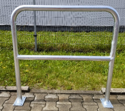 Absperrbügel/Anlehnbügel aus Stahl Ø 48 mm, zum Aufdübeln, mit Querholm, Höhe: 1 m 