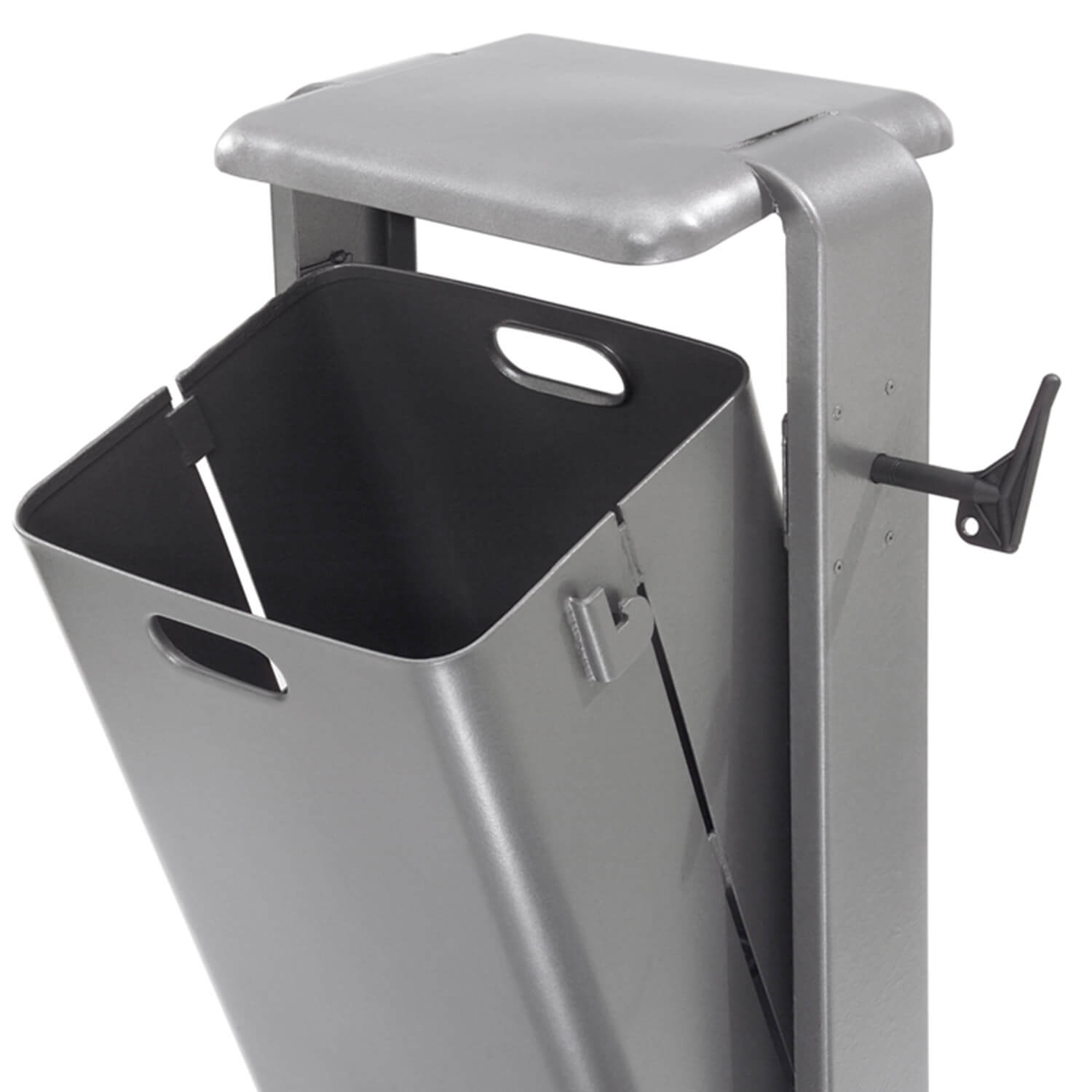 Abfallbehälter -Arial-, 40 Liter, aus Stahl, mit Dach, zum Einbetonieren