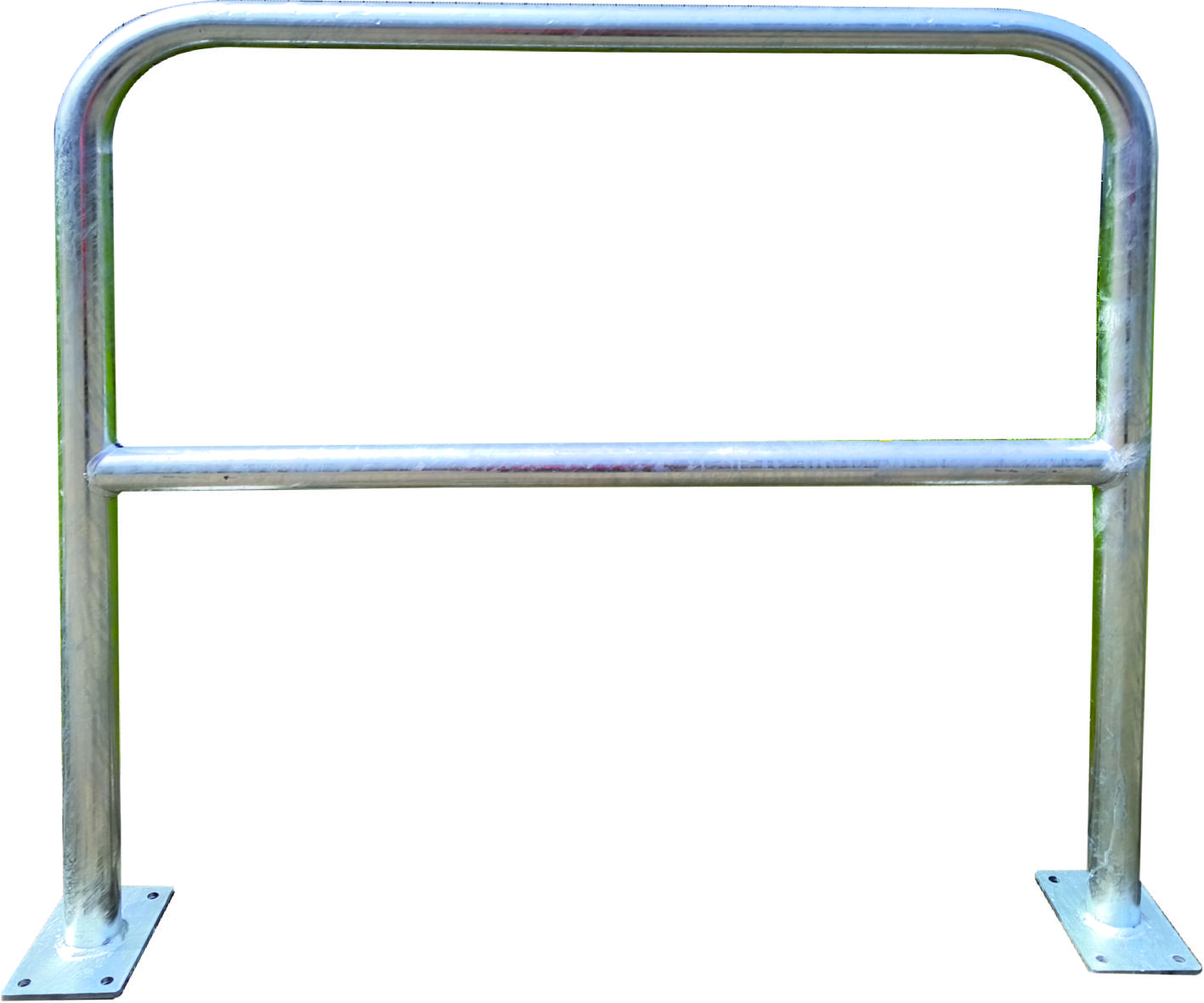 Absperrbügel/Anlehnbügel aus Stahl Ø 48 mm, zum Aufdübeln, mit Querholm, Höhe: 1 m 