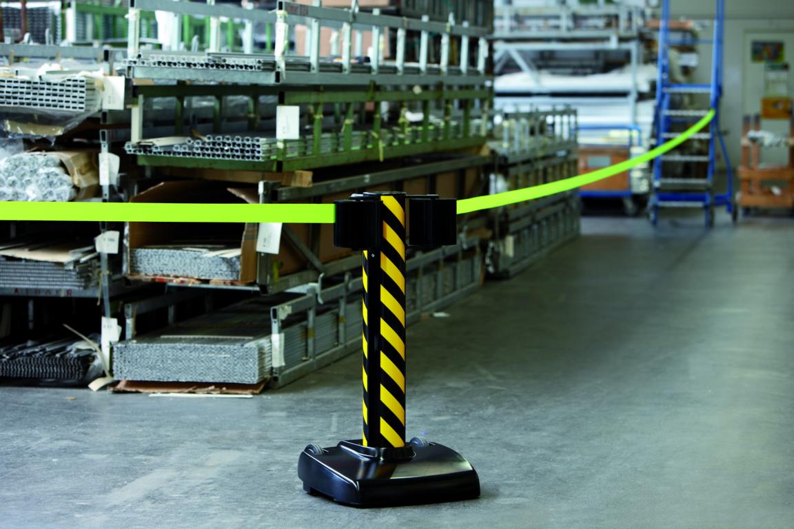 Gurtpfosten -STORETRAC DOUBLE-, aus Aluminium, Gurtlänge 2 x 22 m