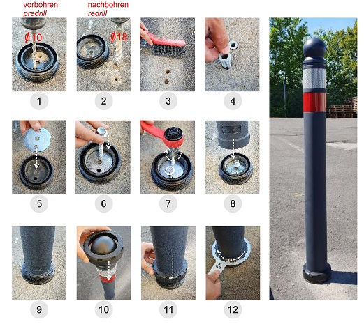 City-Poller mit Flachkopf, elastisch und anfahrbar, Ø 80 mm