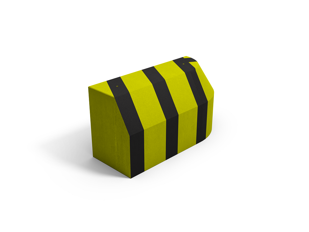 Anfahrschutzpoller S2 1250x450x600 mm rechter Schenkel schwarz/gelb lackiert