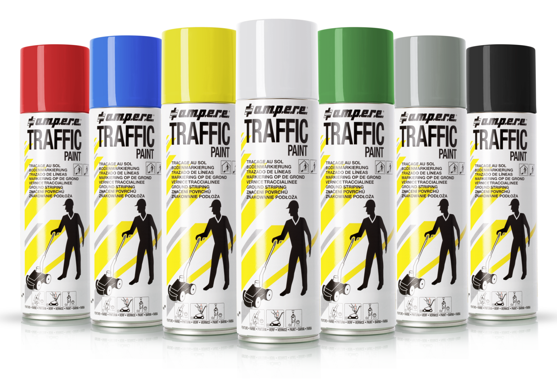 Ampere Bodenmarkierungsfarbe TRAFFIC | 1 Karton mit 12 Dosen á 500ml