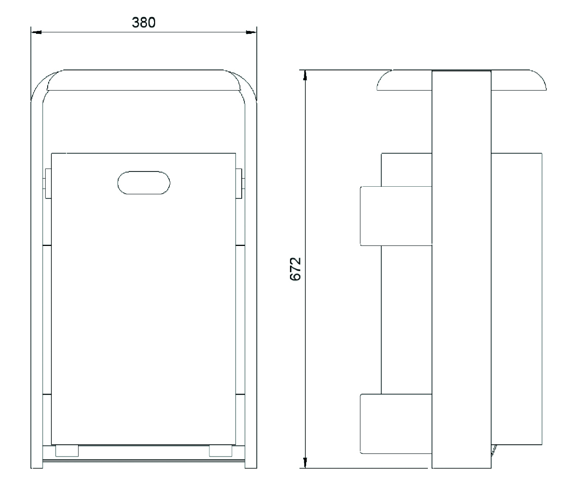Abfallbehälter -Arial-, 40 Liter, aus Stahl, mit Dach, Wand- oder Pfostenmontage