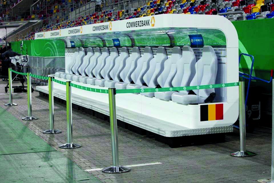 Gurtpfosten -BELTRAC EXTEND-, aus Aluminium, Gurtlänge 3,7 m, Gurthöhe: 5 cm