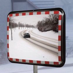 Verkehrsspiegel rot/weiss aus Edelstahl, 45 x 60 cm vereisungsfrei