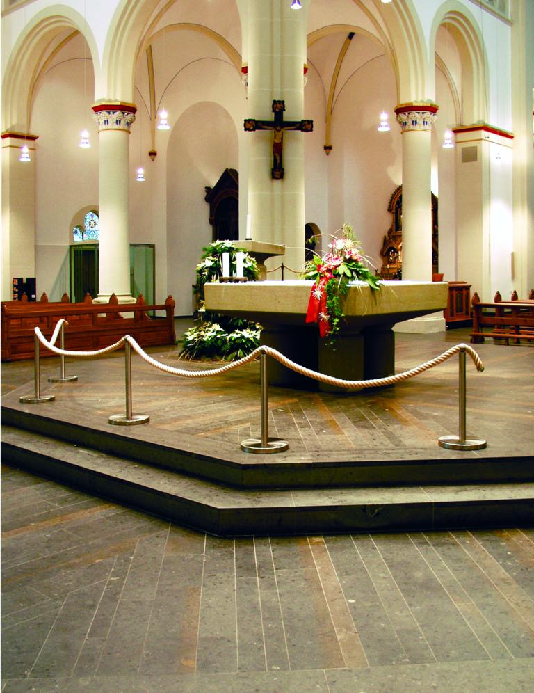 Kordelpfosten -MUSEUM-, Höhe: 520-620 mm, aus Edelstahl, Rohr Ø 43 mm, mobil