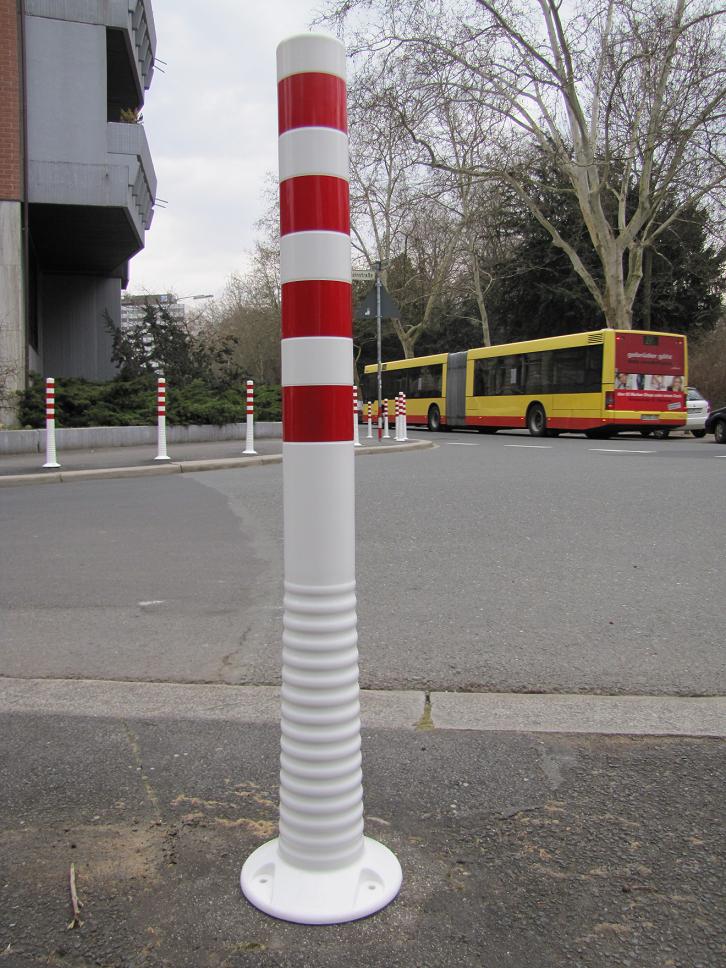 Flexibler Absperrpfosten "Flexipfosten" aus TPE Ø 80 mm, weiss, überfahrbar
