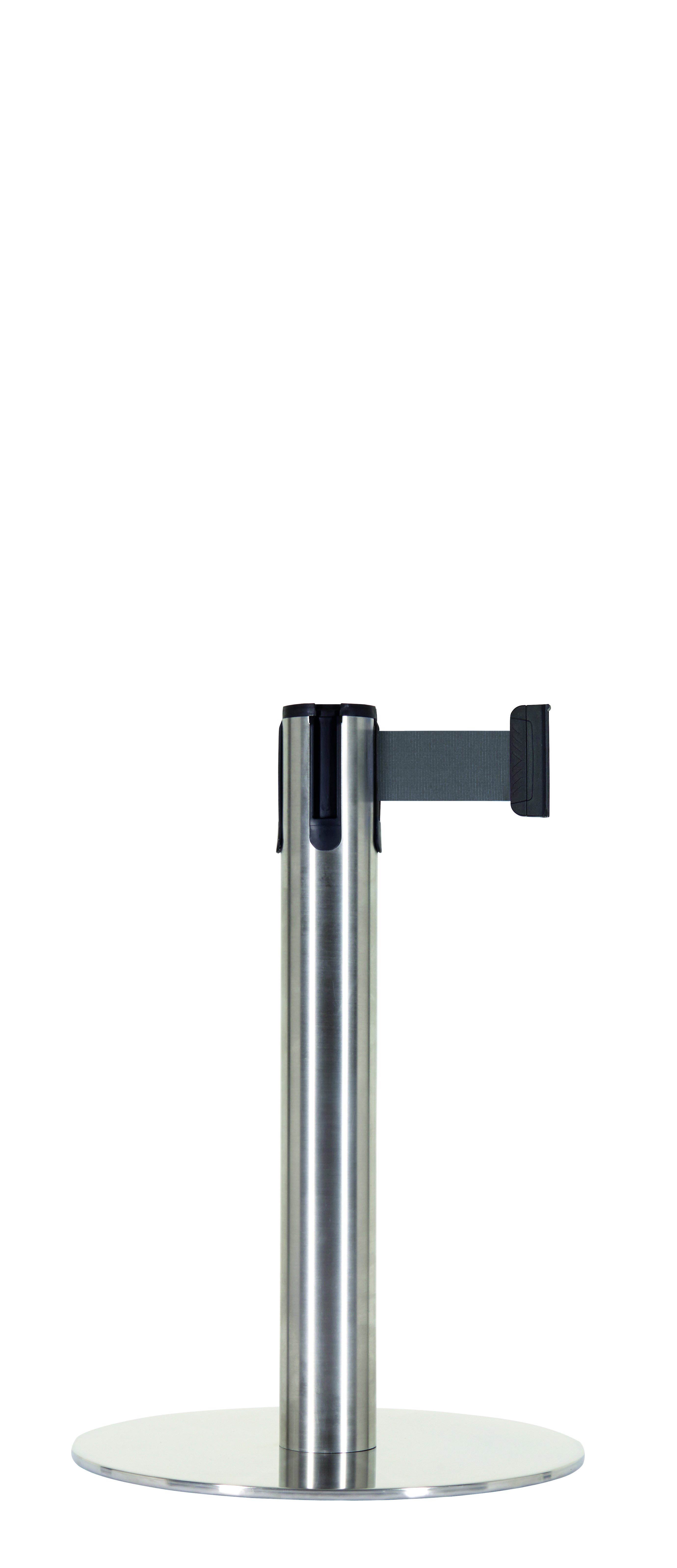 Gurtpfosten -BELTRAC EXPO-, mobil mit flachem Fuß, aus Edelstahl, Gurtlänge 2,3 m