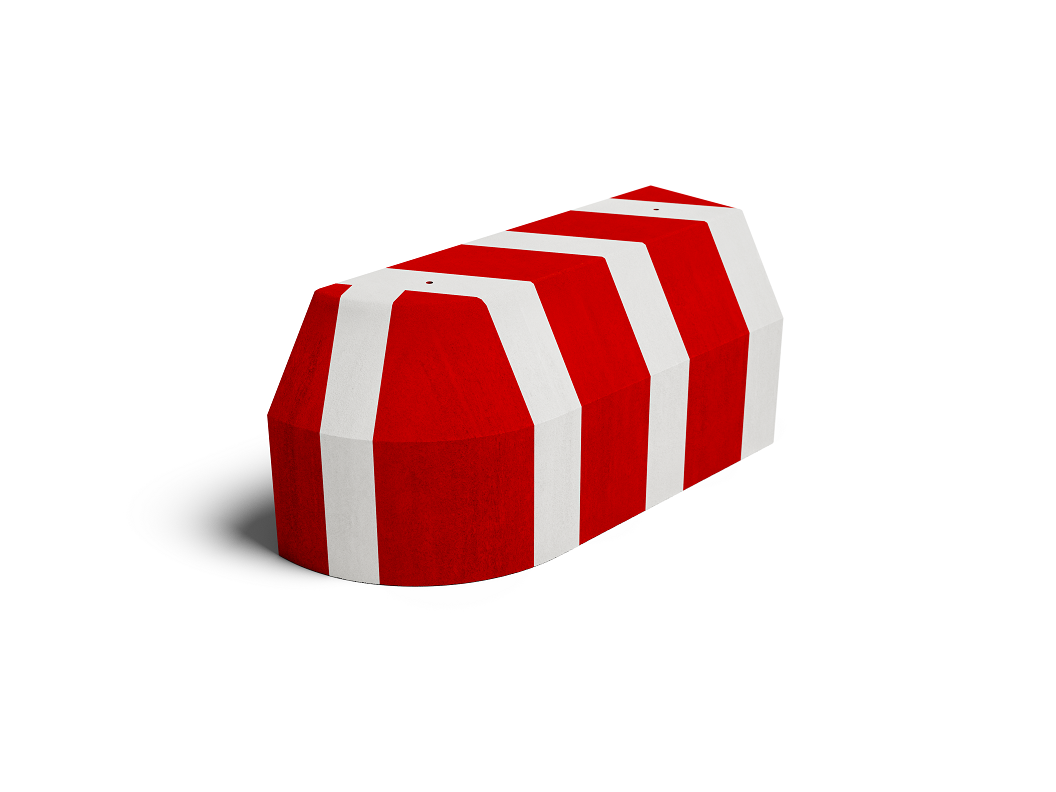 Anfahrschutzpoller S2 1250x450x600 mm linker Schenkel rot/weiß lackiert