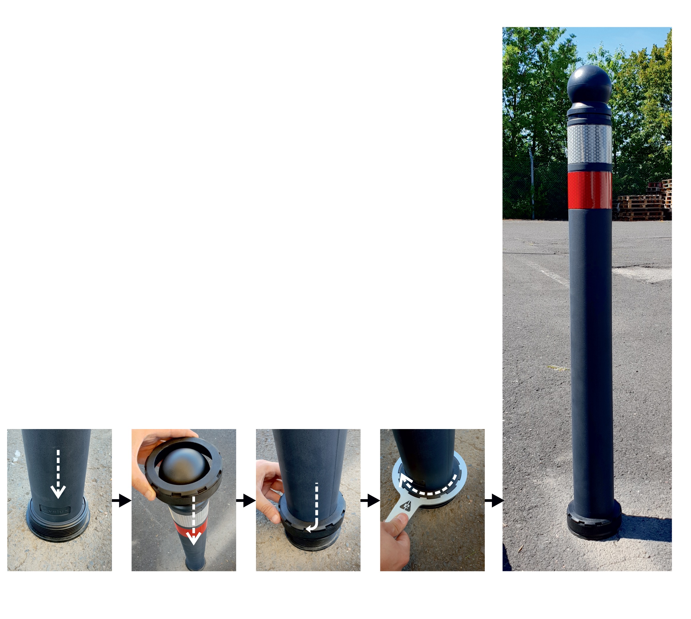 City-Poller mit Flachkopf, elastisch und anfahrbar, Ø 80 mm