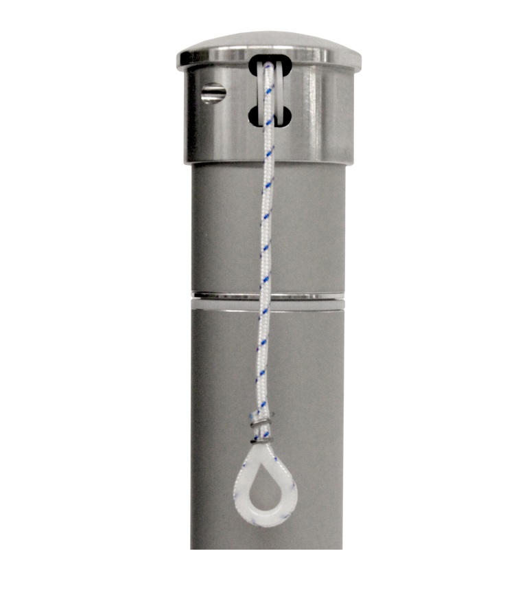 Fahnenmast -MI-D- aus Aluminium | Ø 90 mm | 360° drehbarer Kopfkappe, Hiss-Seil innenliegend