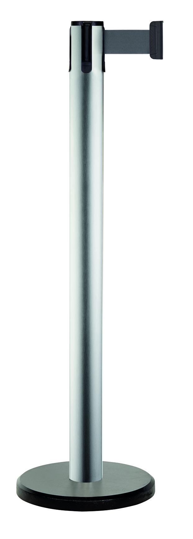 Gurtpfosten -BELTRAC PURE-, mobil mit flachem Fuß, aus Stahl, Gurtlänge 2,0 m