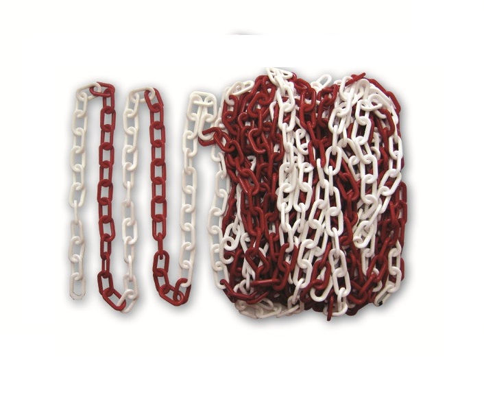 Kunststoffkette 9 mm, Bundlänge 25 m, rot/weiss