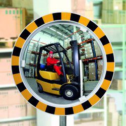 Industriespiegel gelb/schwarz aus Acryl, Ø 60 o. 80 cm, Blickwinkel 90°